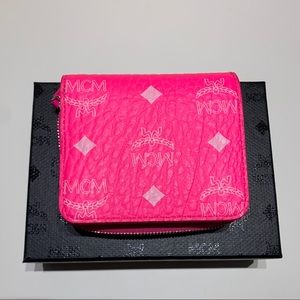 MCM Visetos Neon Pink Wallet